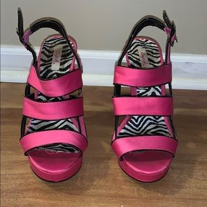 Pink strappy heels